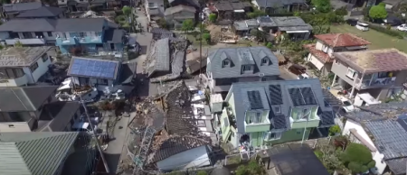 Жителю Японии удалось запечатлеть последствия землетрясения при помощи дрона