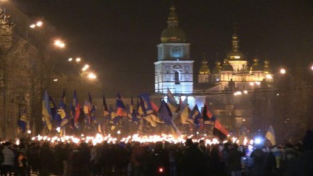 Факельное шествие в Киеве ко дню рождения Степана Бандеры