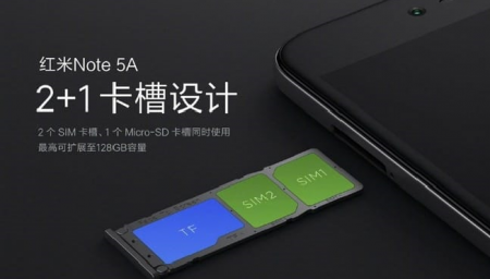 Бюджетный Xiaomi Redmi Note 5A получит отдельный слот для карт памяти