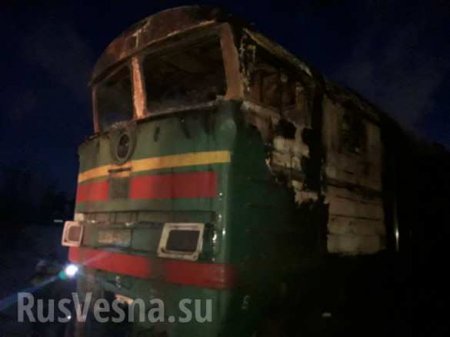 Локомотив эшелона с углём и серной кислотой загорелся в Донбассе