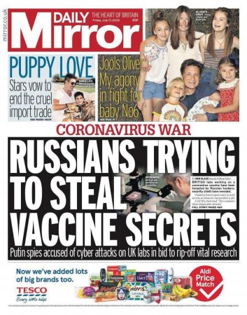 «Россия украла нашу вакцину!» — адский вой в британской прессе на фоне успехов российских учёных (ФОТО)